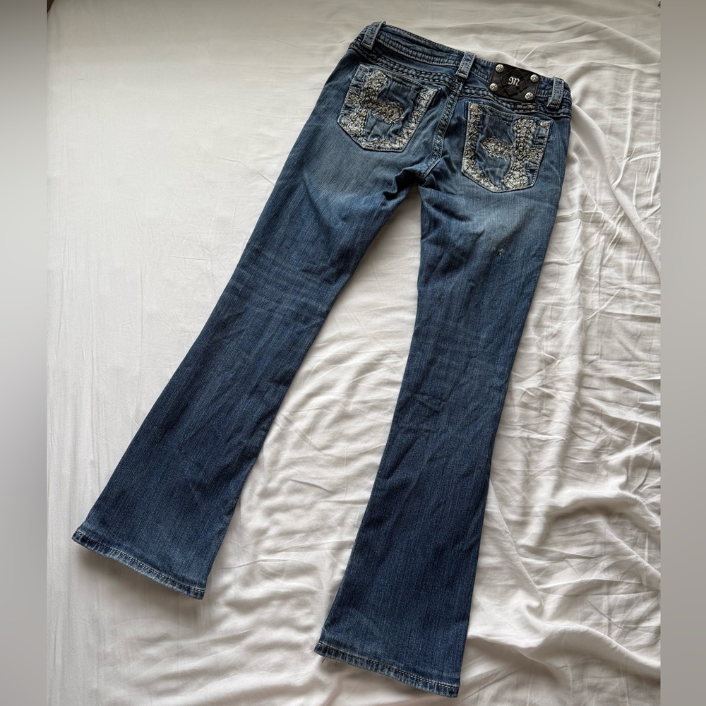 Miss Me Women’s Signature Bootcut Low-Rise Embellished Pockets Denim Jeans Sz.27